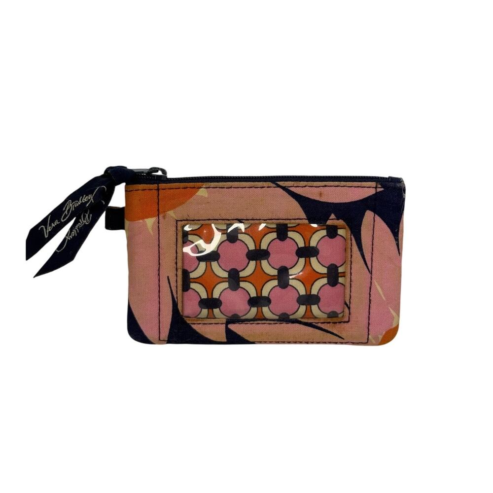 Vera Bradley Loves Me Coin Purse ID Holder Top Zipper Floral Pink Orange Blue